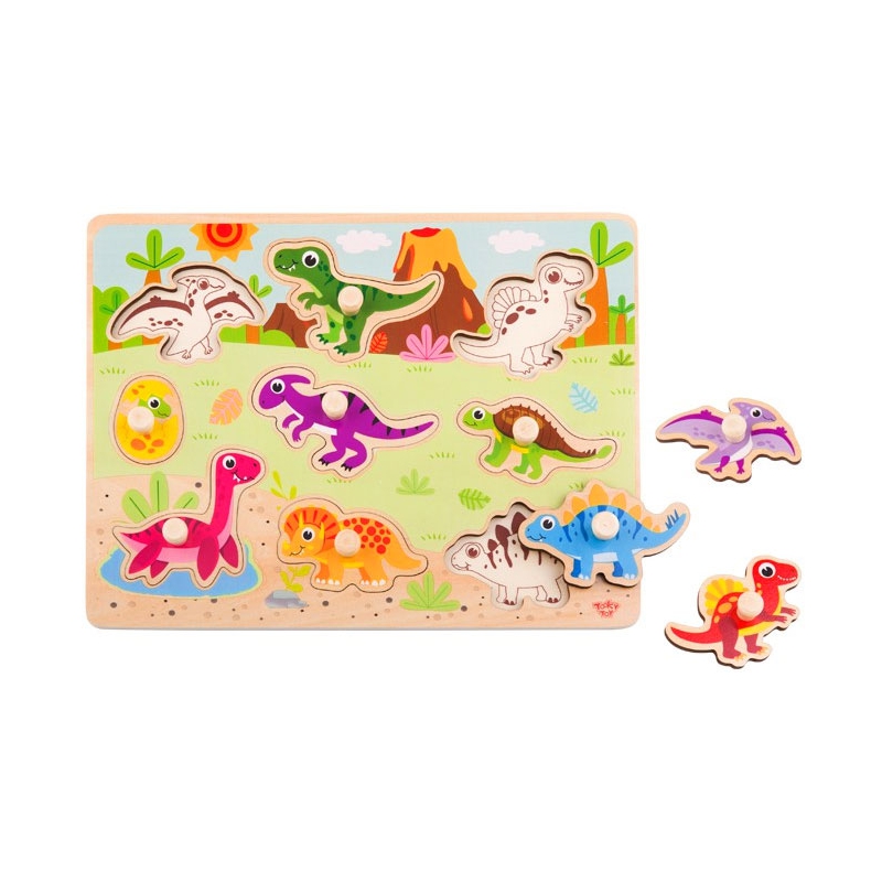Puzzle Montessori din lemn - dinozauri 2 Naptaptap.ro - Magazin online jucarii Montessori, educative, de logica si de lemn. Jucarii sustenabile si ecologice.