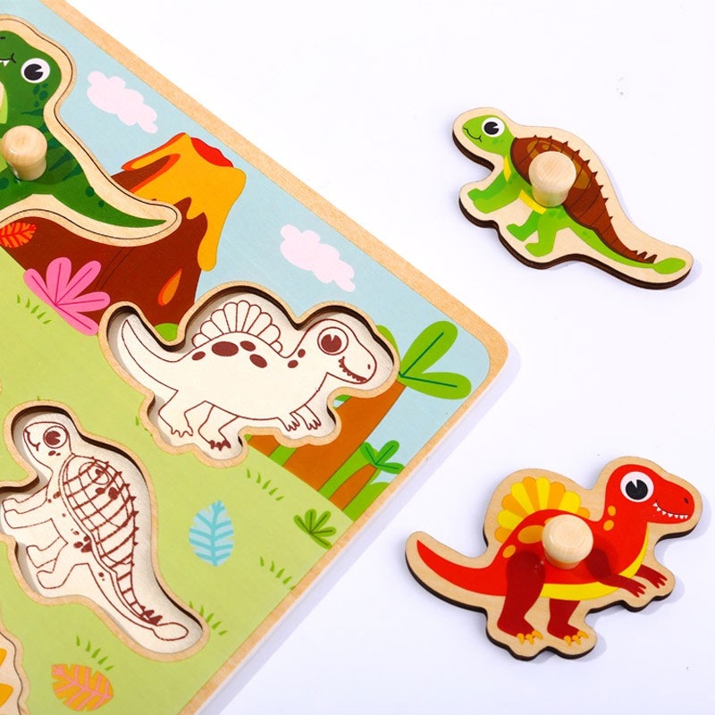 Puzzle Montessori din lemn - dinozauri 4 Naptaptap.ro - Magazin online jucarii Montessori, educative, de logica si de lemn. Jucarii sustenabile si ecologice.