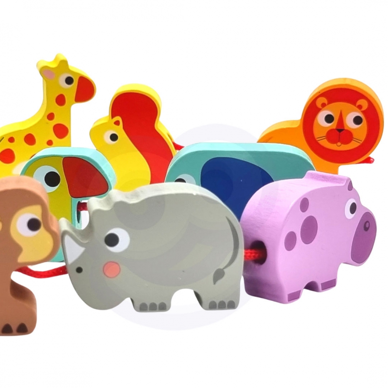 Blocuri de lemn pentru înfiletat - animale Safari ZOO 13 elemente 9 Naptaptap.ro - Magazin online jucarii Montessori, educative, de logica si de lemn. Jucarii sustenabile si ecologice.