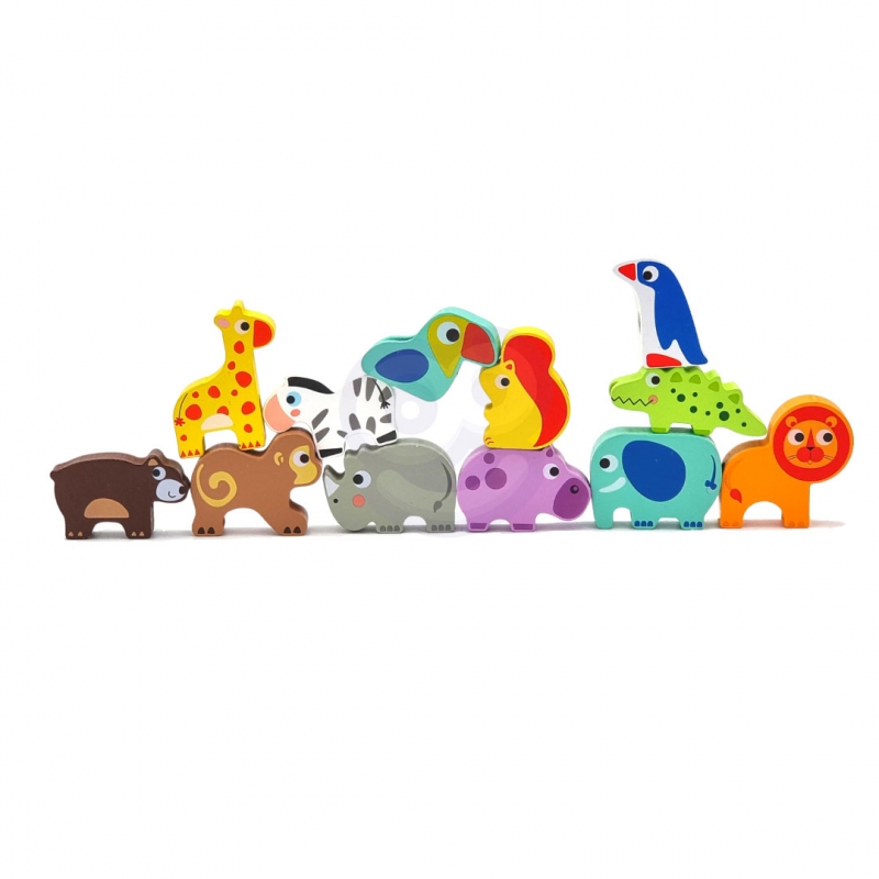Blocuri de lemn pentru înfiletat - animale Safari ZOO 13 elemente 6 Naptaptap.ro - Magazin online jucarii Montessori, educative, de logica si de lemn. Jucarii sustenabile si ecologice.