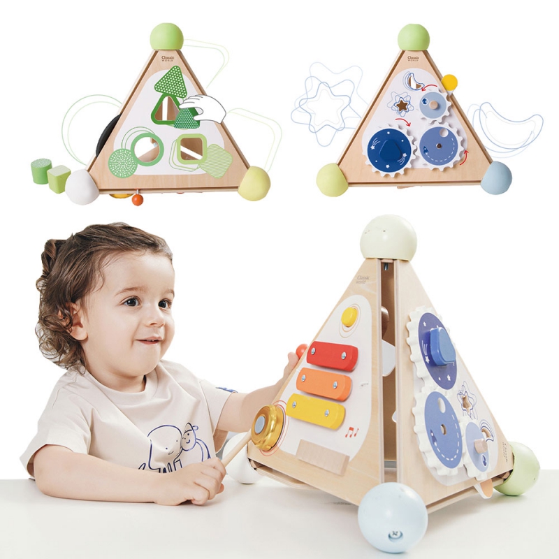 Piramida activități 4 în 1 1 Naptaptap.ro - Magazin online jucarii Montessori, educative, de logica si de lemn. Jucarii sustenabile si ecologice.