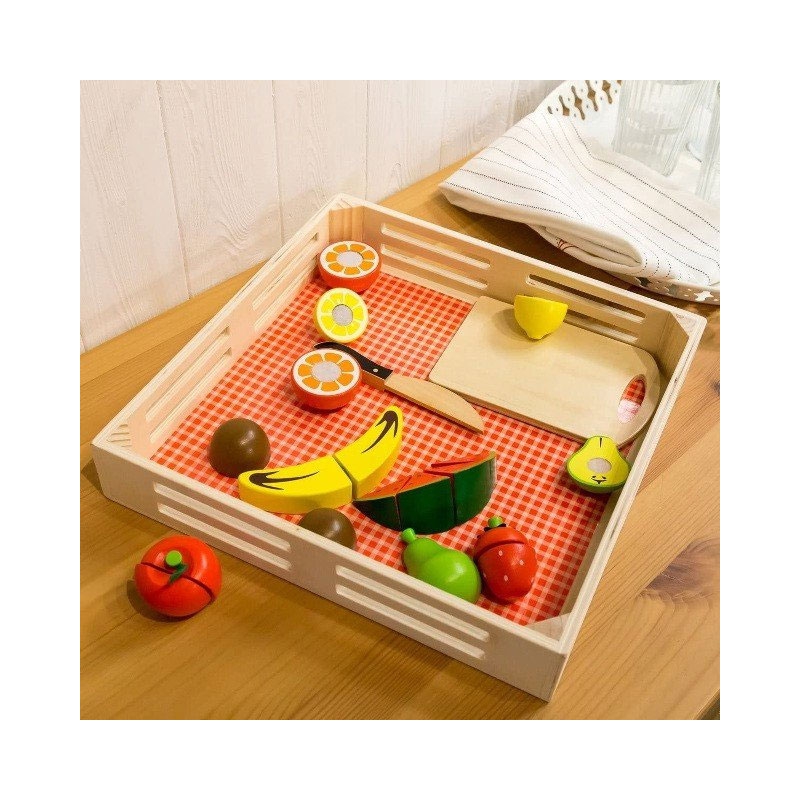Fructe de tăiat din lemn într-o cutie 10 Naptaptap.ro - Magazin online jucarii Montessori, educative, de logica si de lemn. Jucarii sustenabile si ecologice.