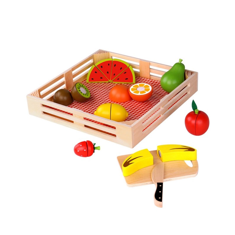 Fructe de tăiat din lemn într-o cutie 2 Naptaptap.ro - Magazin online jucarii Montessori, educative, de logica si de lemn. Jucarii sustenabile si ecologice.