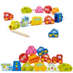 Blocuri de înfiletat din lemn cu mașinuțe 20 Naptaptap.ro - Magazin online jucarii Montessori, educative, de logica si de lemn. Jucarii sustenabile si ecologice.