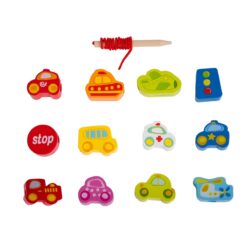 Blocuri de înfiletat din lemn cu mașinuțe 17 Naptaptap.ro - Magazin online jucarii Montessori, educative, de logica si de lemn. Jucarii sustenabile si ecologice.