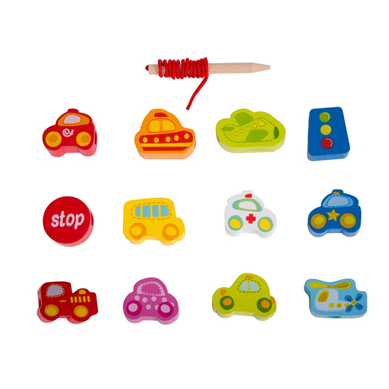 Blocuri de înfiletat din lemn cu mașinuțe 7 Naptaptap.ro - Magazin online jucarii Montessori, educative, de logica si de lemn. Jucarii sustenabile si ecologice.