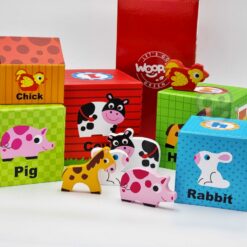 Blocuri animale ferma - invata engleza 55 Naptaptap.ro - Magazin online jucarii Montessori, educative, de logica si de lemn. Jucarii sustenabile si ecologice.