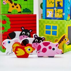 Blocuri animale ferma - invata engleza 54 Naptaptap.ro - Magazin online jucarii Montessori, educative, de logica si de lemn. Jucarii sustenabile si ecologice.