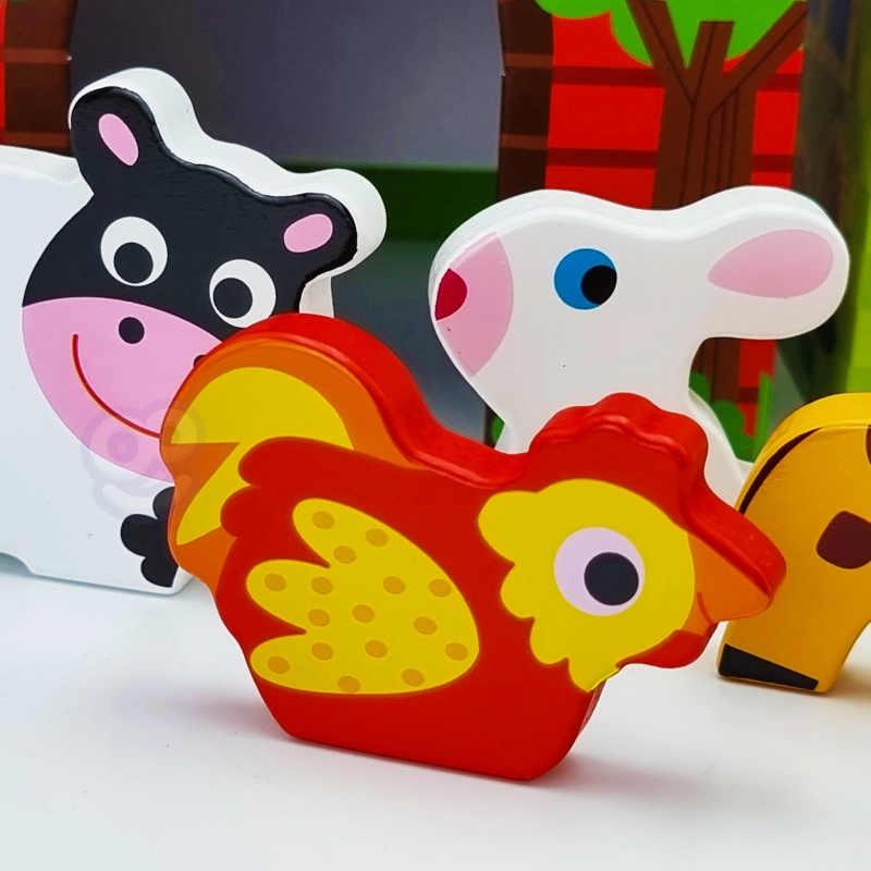 Blocuri animale ferma - invata engleza 9 Naptaptap.ro - Magazin online jucarii Montessori, educative, de logica si de lemn. Jucarii sustenabile si ecologice.