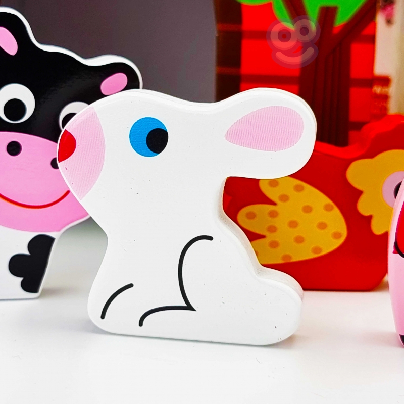 Blocuri animale ferma - invata engleza 7 Naptaptap.ro - Magazin online jucarii Montessori, educative, de logica si de lemn. Jucarii sustenabile si ecologice.