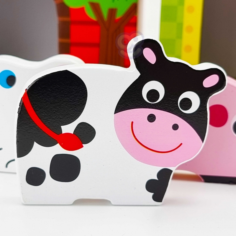 Blocuri animale ferma - invata engleza 5 Naptaptap.ro - Magazin online jucarii Montessori, educative, de logica si de lemn. Jucarii sustenabile si ecologice.