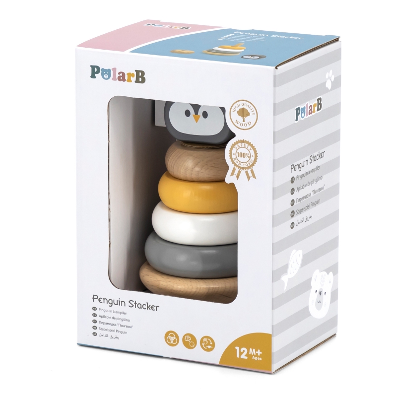 Piramidă puzzle educațională din lemn Pinguin 5 Naptaptap.ro - Magazin online jucarii Montessori, educative, de logica si de lemn. Jucarii sustenabile si ecologice.