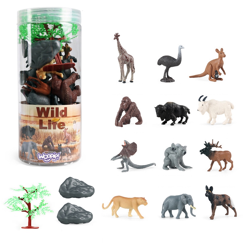 Set de figurine animale salbatice safari 2 1 Naptaptap.ro - Magazin online jucarii Montessori, educative, de logica si de lemn. Jucarii sustenabile si ecologice.